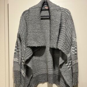 Woven Heart Grey and White Cardigan Sweater (Size XS)